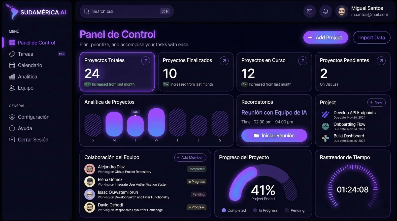 Dashboard de gestión de ventas con IA: agente de WhatsApp automatizado, CRM integrado y análisis en tiempo real. Ideal para dueños de PyMEs en Latinoamérica.